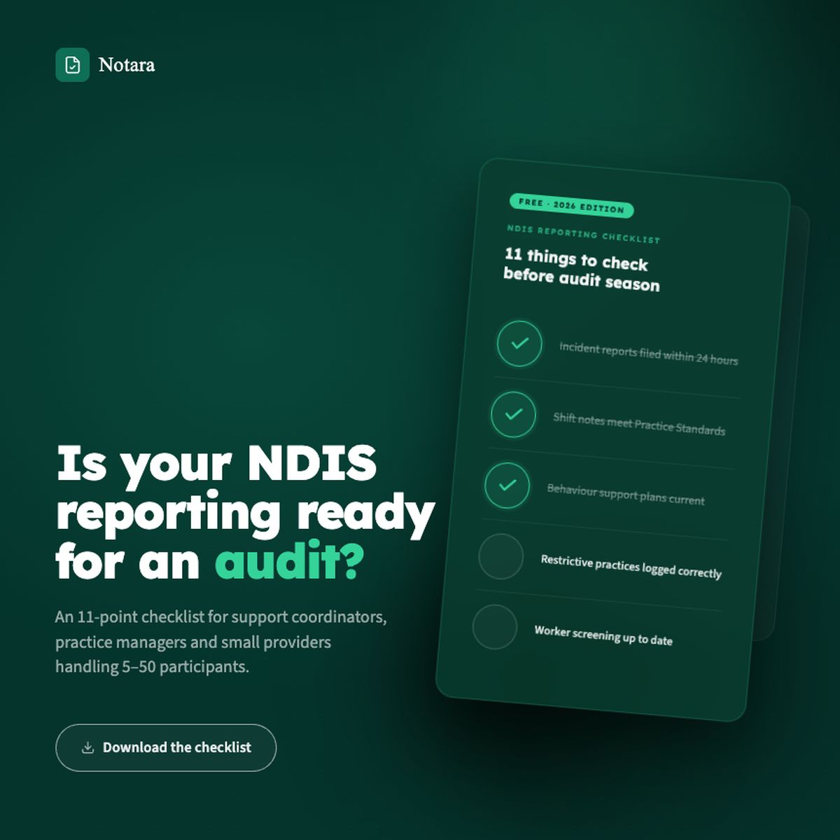 Preview of the NDIS reporting checklist