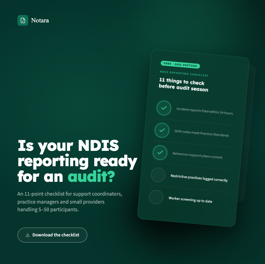 Notara NDIS Reporting Checklist — Is your NDIS reporting ready for an audit?